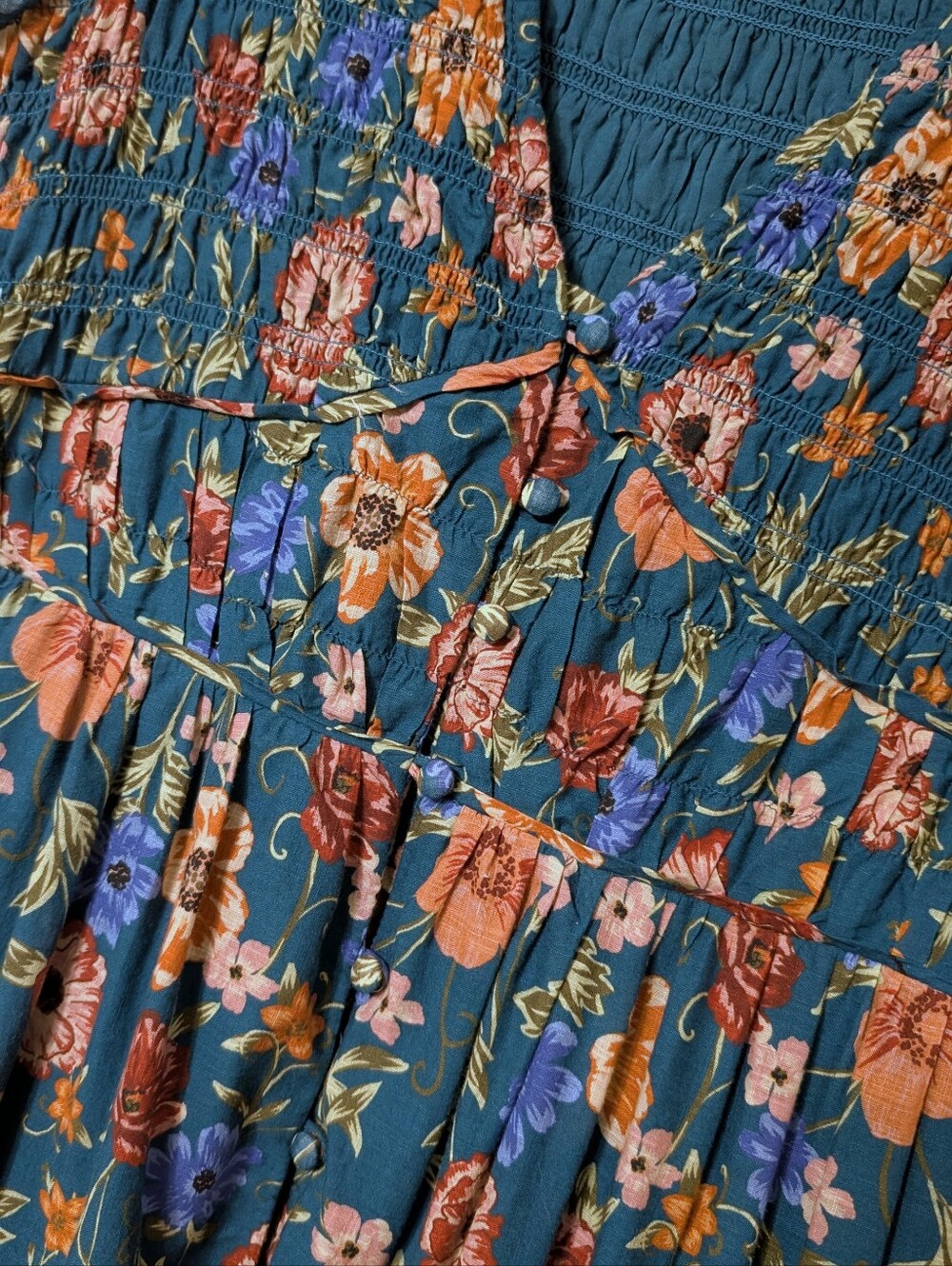 Anthropologie Peregrine Floral Midi Dress Medium Petite Pockets - Picture 8 of 16
